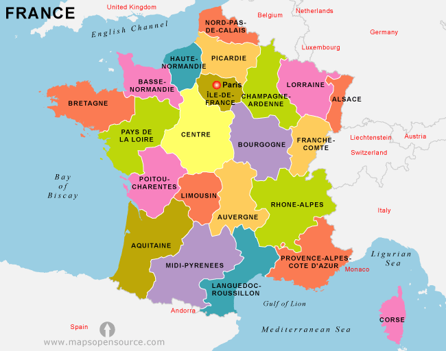 france regions map